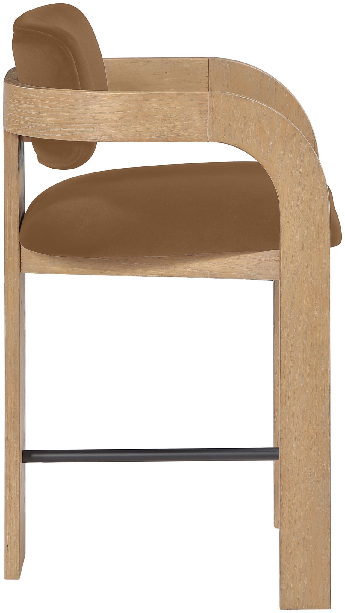 Cedra - Velvet Performance Fabric Upholstered Counter Stool - Natural Frame
