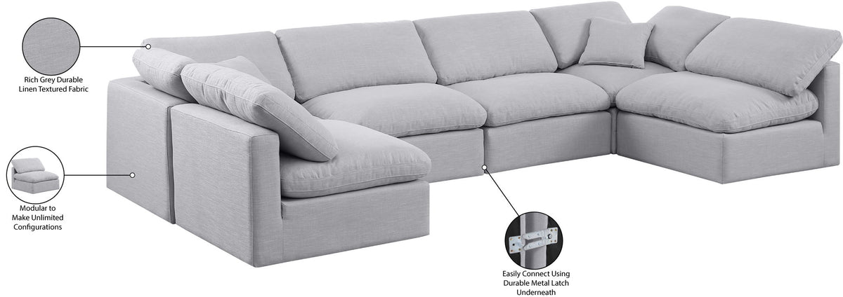 Indulge - Linen 6 Piece Modular U-Shaped Sectional