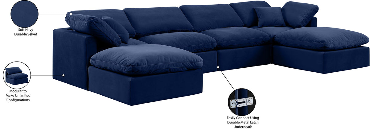 Indulge - Velvet 6 Piece Modular Double Chaise Sectional