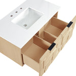 Leonardo - Engineered Stone And Solid Wood 24" Wall Mounted Bathroom Vanity