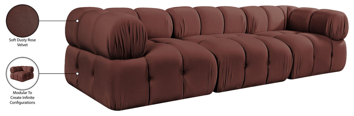 Orin - Velvet Performance Fabric Upholstered 3 Piece Modular Sofa