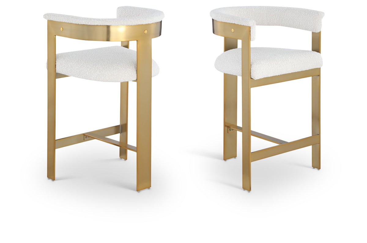 Romeo - Boucle Counter Stool With Gold Base (Set of 2)