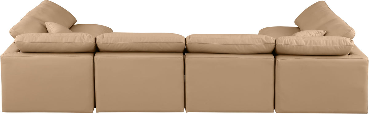 Indulge - Faux Leather 6 Piece Modular U-Shaped Sectional - Tan