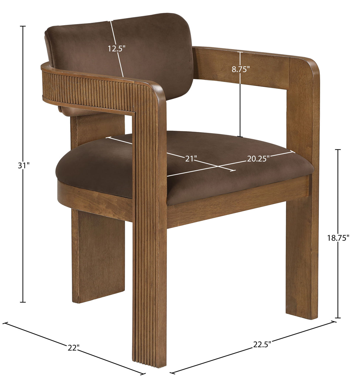 Sacha - Velvet Dining Chair With Brown Base (Set of 2)