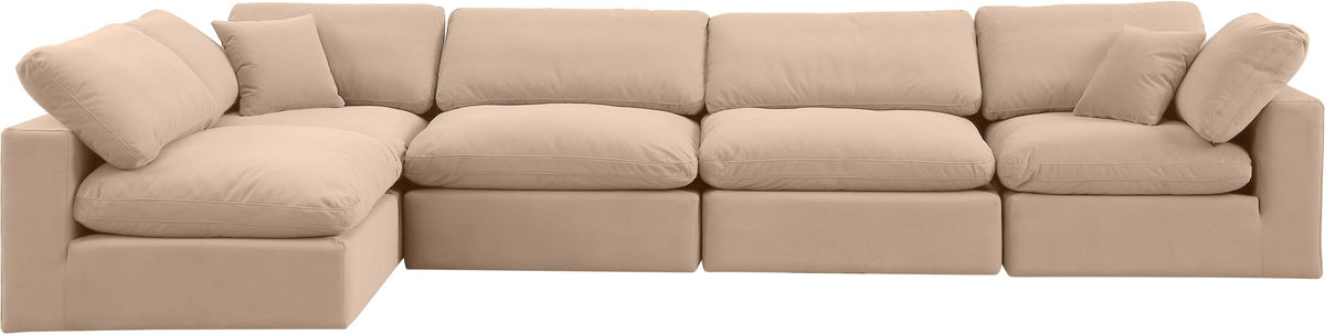 Comfy - 5 Piece Velvet Modular Sectional