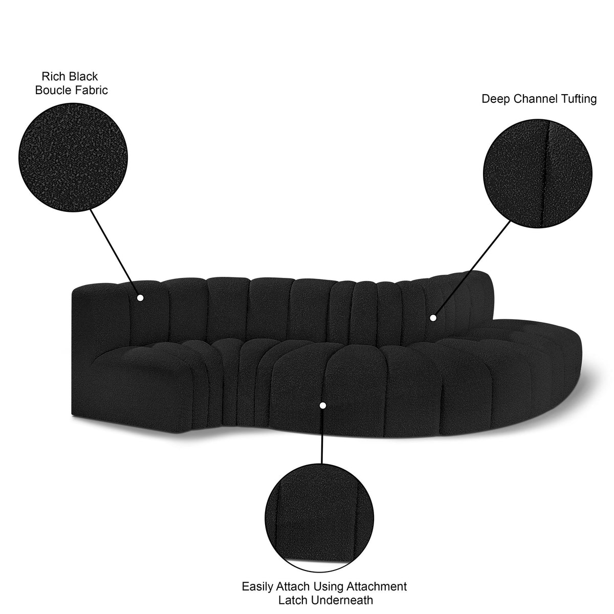 Arc - Boucle Fabric 5 Piece Modular Sofa