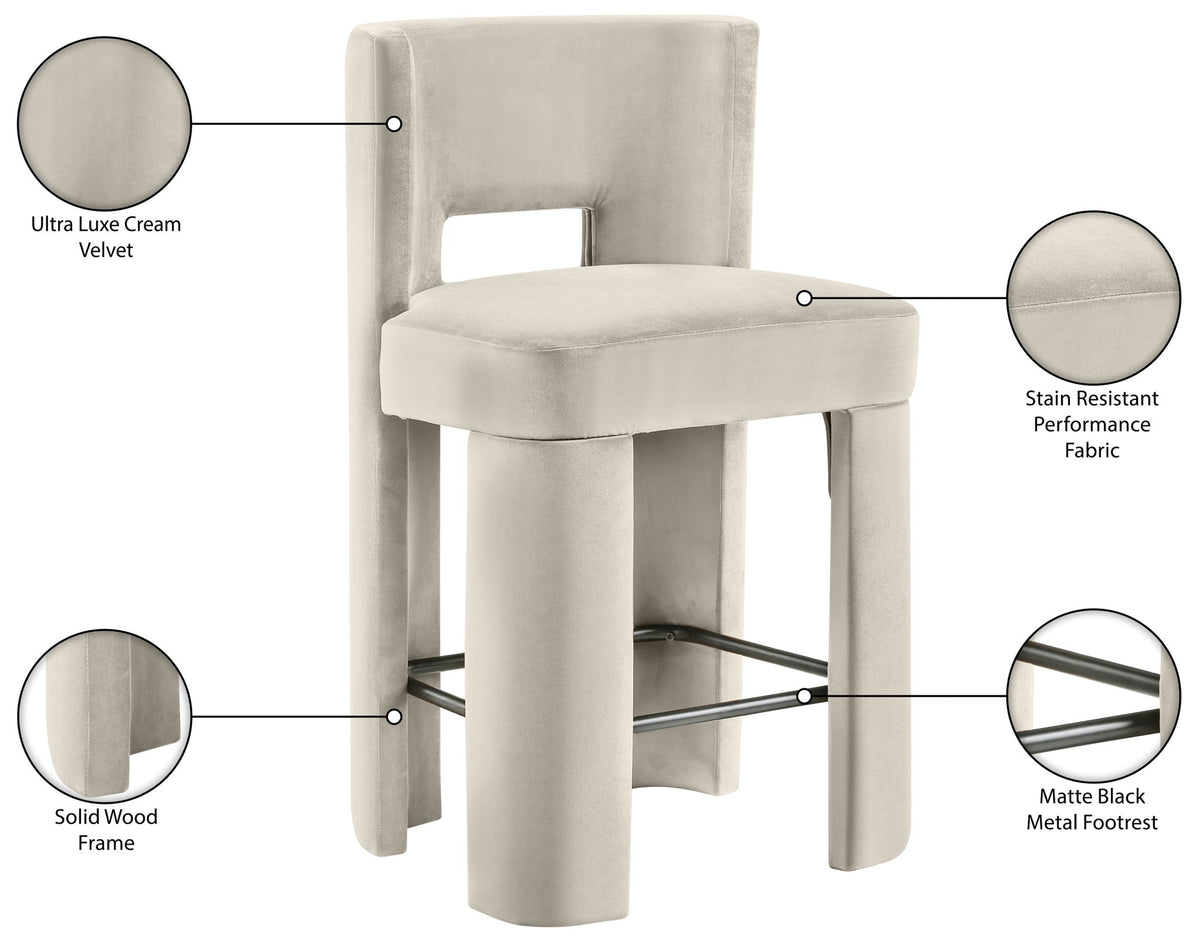Zuno - Velvet Performance Fabric Upholstered Counter Stool (Set of 2)