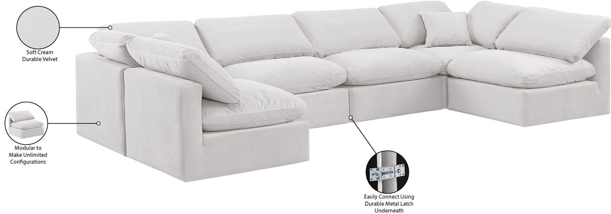 Indulge - Velvet 6 Piece Modular U-Shaped Sectional