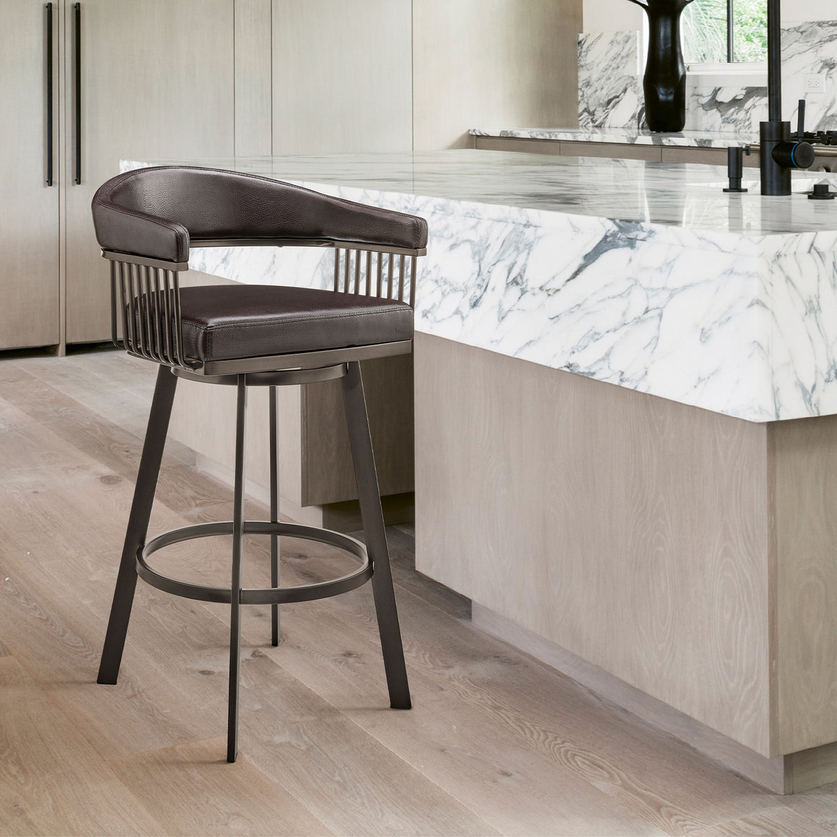 Bronson - Swivel Bar Stool - Java Brown Finish