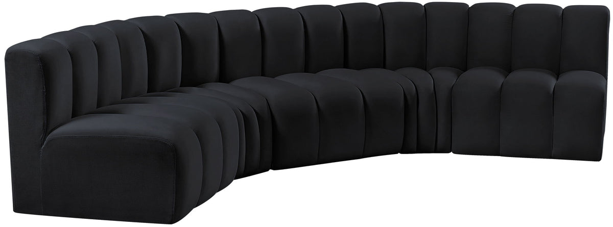 Arc - Velvet 5 Piece U-Shaped Modular Sofa