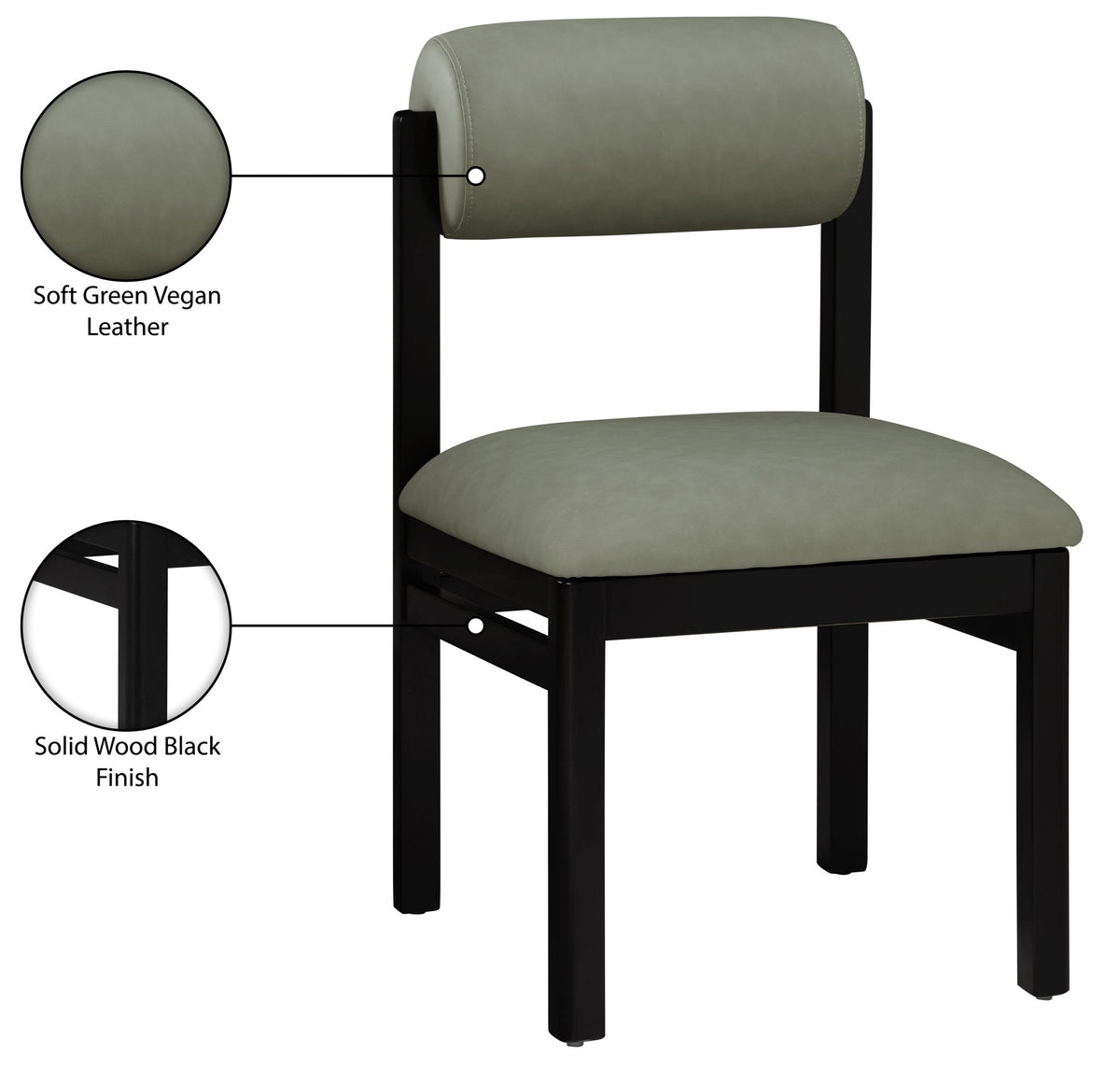 Roundhill - Faux Leather Dining Chair (Set of 2) - Black Frame
