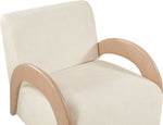 Neria - Chenille Fabric Upholstered Swivel Accent Chair - Cream / Painted Natural