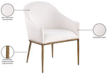 Ferro - Linen Textured Performance Fabric Upholstered Dining Arm Chair - Cream / Brushed Gold