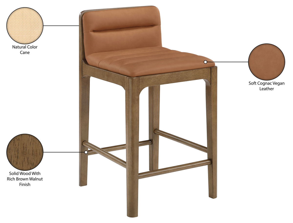 Ellis - Vegan Leather Upholstered Counter Stool (Set of 2) - Brown Base