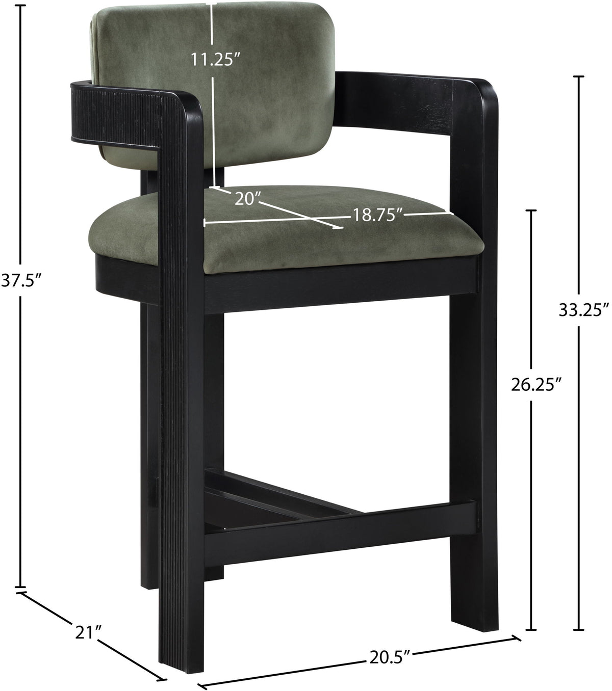 Sacha - Velvet Stool With Black Base