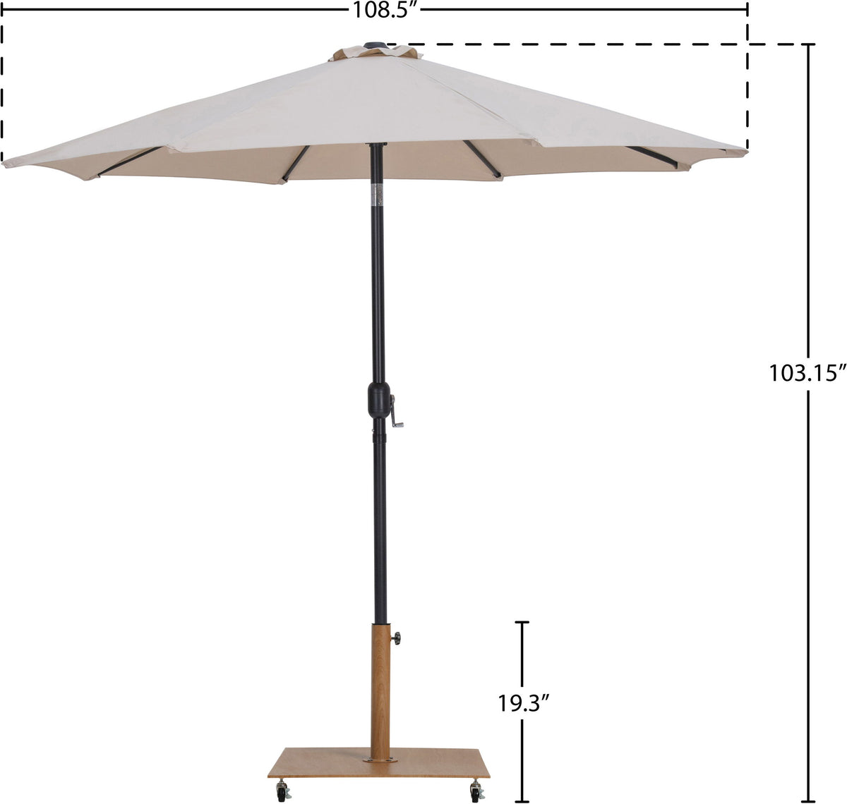 Fiji - Aluminum Patio Umbrella With Square Teak And Black Base
