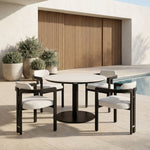 Jazmin - 5-Piece Outdoor Round Sintered Stone Dining Set - White / Black