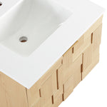 Leonardo - Engineered Stone And Solid Wood 24" Wall Mounted Bathroom Vanity