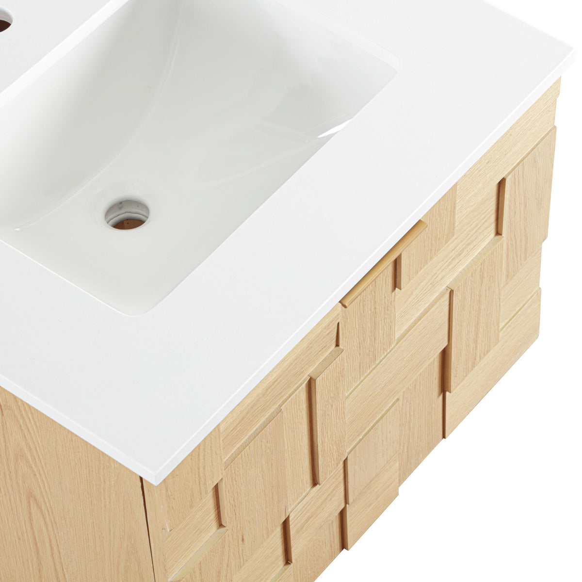 Leonardo - Engineered Stone And Solid Wood 24" Wall Mounted Bathroom Vanity