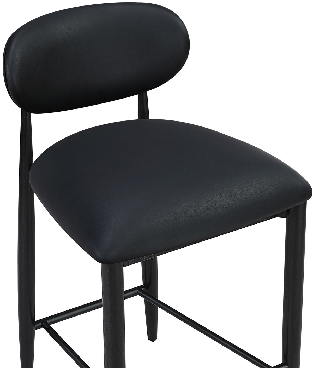 Riccio - Faux Leather Stool - Black Frame