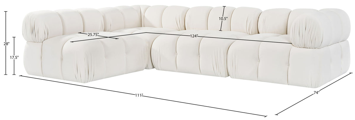 Orin - Fabric Velvet 4 Piece Modular Sectional