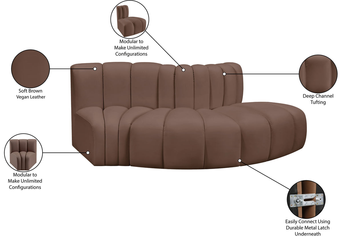 Arc - Faux Leather 3 Piece Modular Sofa