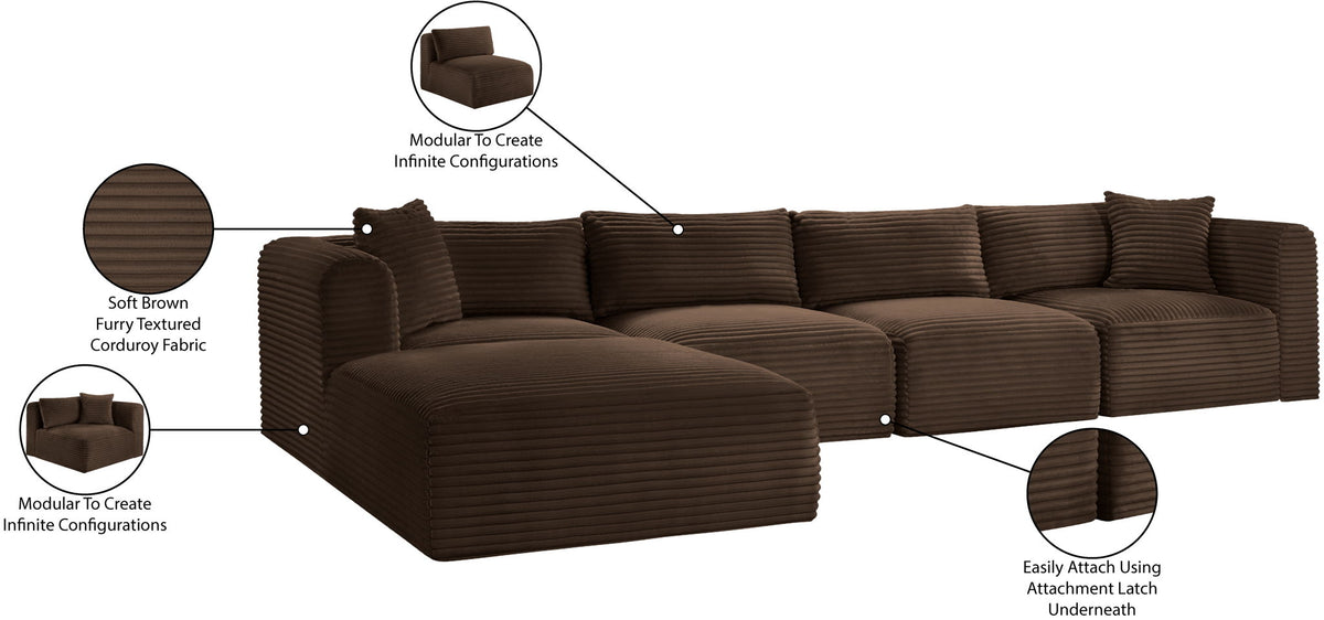 Shaggy - 5 Piece Modular Sectional With Ottoman