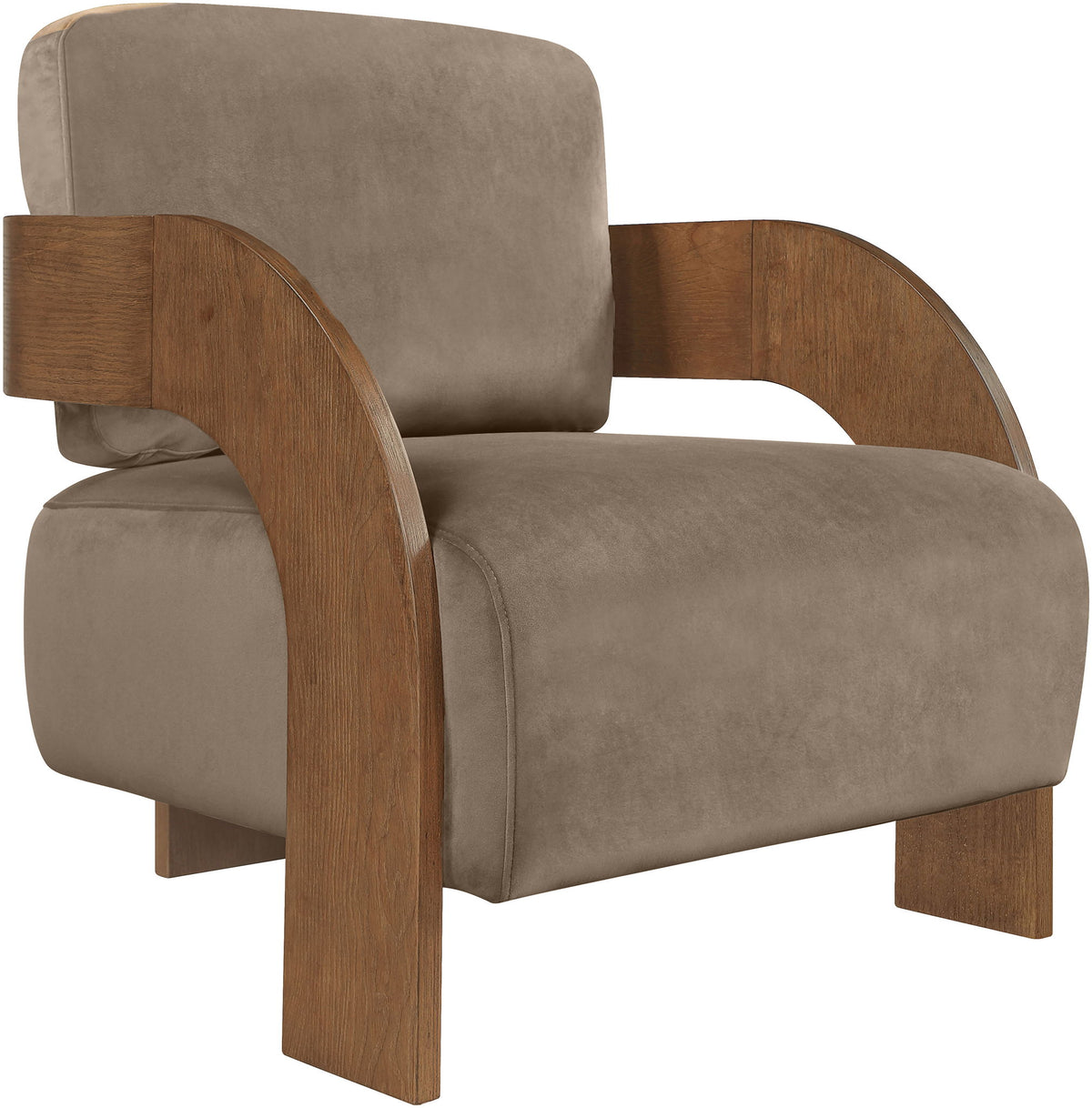 Cedra - Velvet Performance Fabric Upholstered Accent Chair - Brown Frame