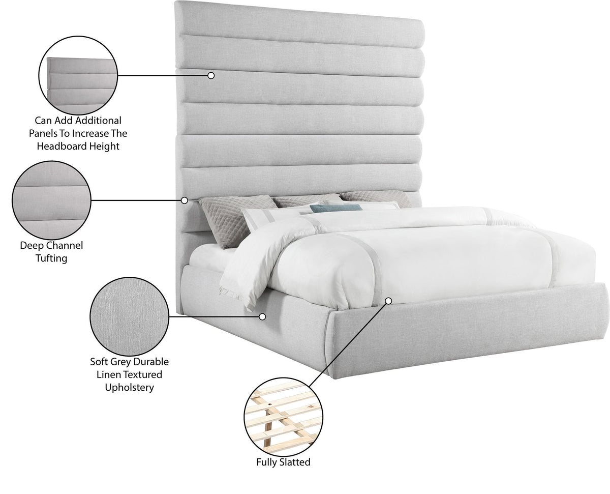 Adam - Linen Fabric Bed With 89" Headboard