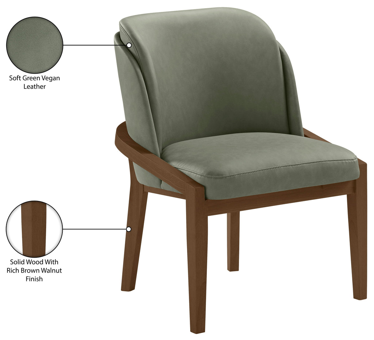 Navo - Vegan Leather Upholstered Dining Chair - Green