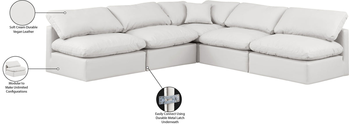 Indulge - Faux Leather 5 Piece Modular Corner Armless Sectional