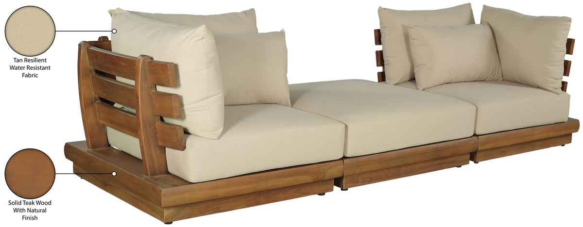 Mirella - 3 Piece Water Resistant Fabric Upholstered Outdoor Patio Modular Sofa