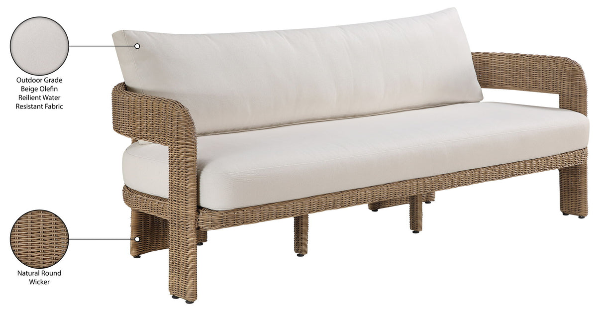 Sandbay - Olefin Water Resistant Fabric And Wicker Outdoor Patio Sofa