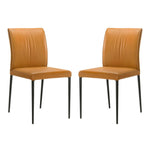 Meriam - Full Back Top Grain Leather Upholstered Metal Dining Chairs (Set of 2)