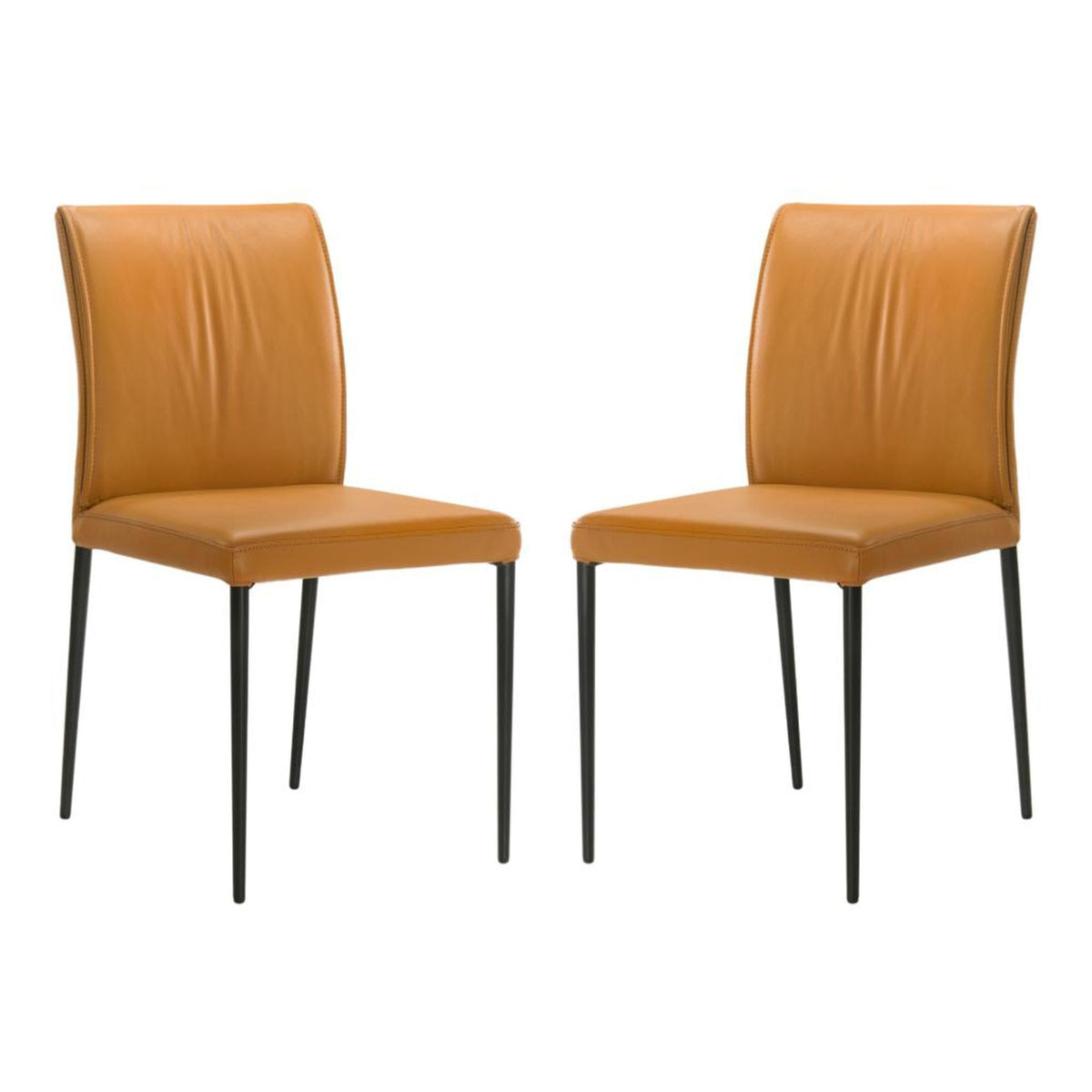 Meriam - Full Back Top Grain Leather Upholstered Metal Dining Chairs (Set of 2)