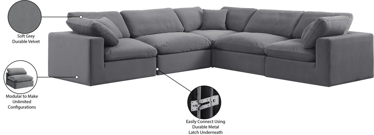 Comfy - 5 Piece Velvet Modular Corner Sectional