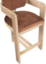 Sacha - Velvet Stool With Natural Base