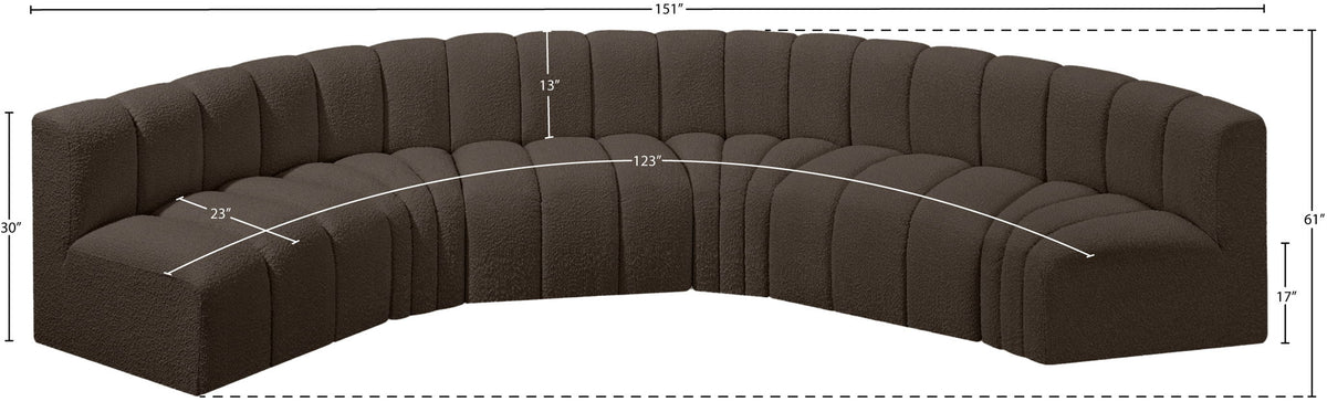 Arc - Boucle Fabric 6 Piece U-Shaped Modular Sofa