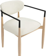 Riccio - Performance Fabric Upholstered Dining Arm Chair (Set of 2) With Light Brown Legs - Cream