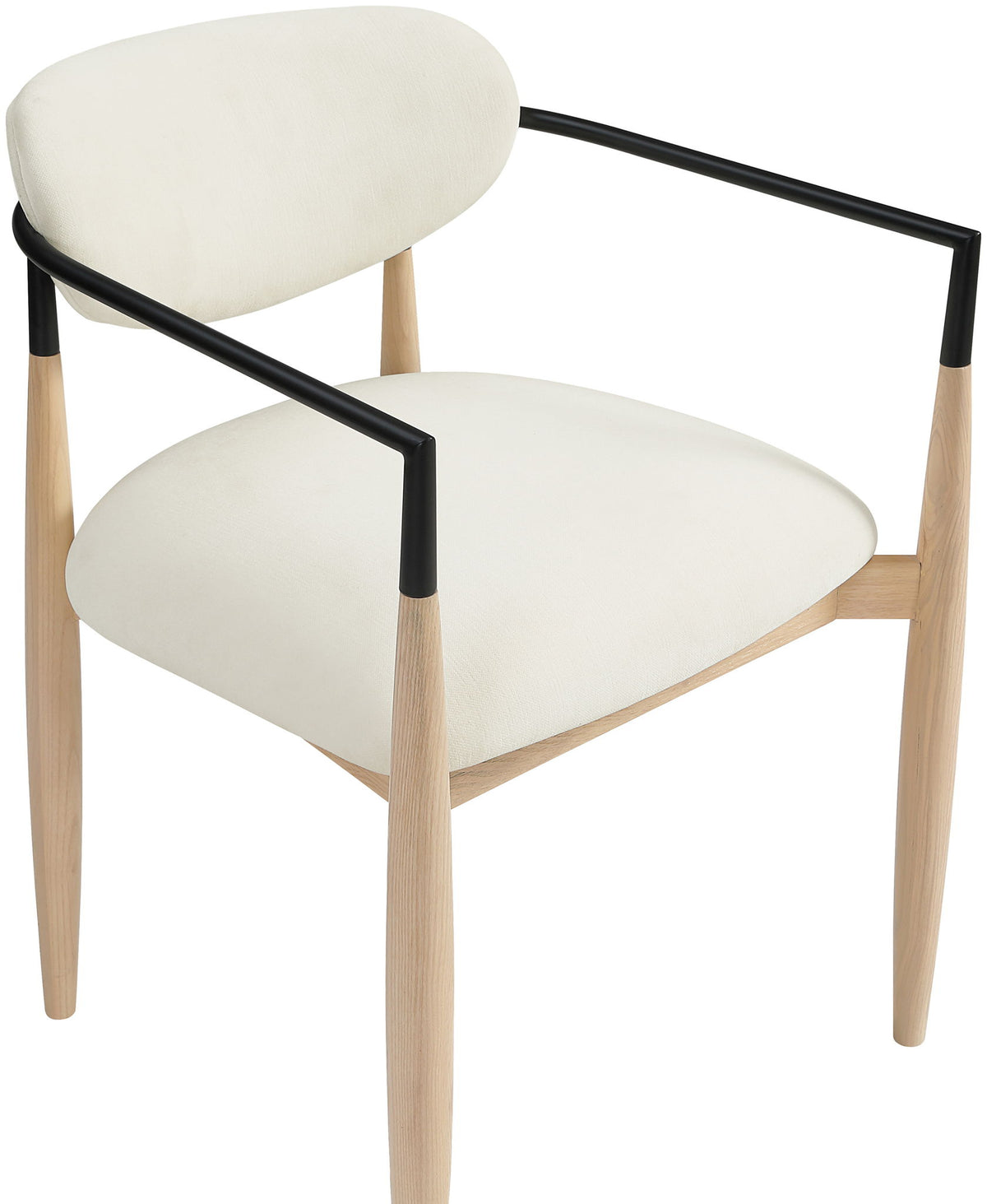 Riccio - Performance Fabric Upholstered Dining Arm Chair (Set of 2) With Light Brown Legs - Cream