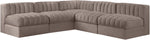 Rummi - Armless Velvet Performance Fabric Upholstered 5 Piece Modular Sectional