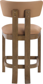 Lavrin - Vegan Leather Upholstered Counter Stool (Set of 2) - Walnut Base