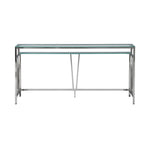Celina - 72" Rectangle Tempered Glass Console Table - Shiny Nickel
