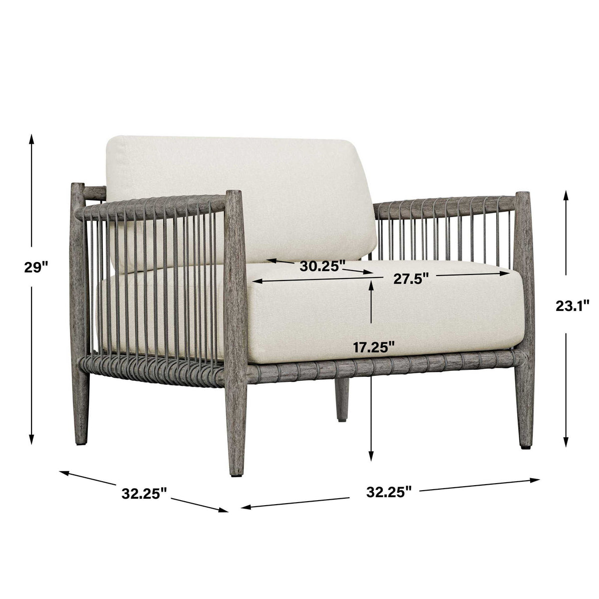 Borneo - Outdoor Lounge Chair - White / Dark Gray