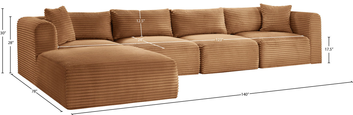 Shaggy - Fabric 5 Piece Modular Sectional With Ottoman