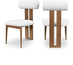 Dario - Boucle Dining Chair With Brown Frame (Set of 2) - Cream