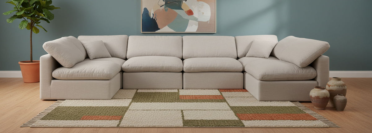 Indulge - Linen 6 Piece Modular U-Shaped Sectional