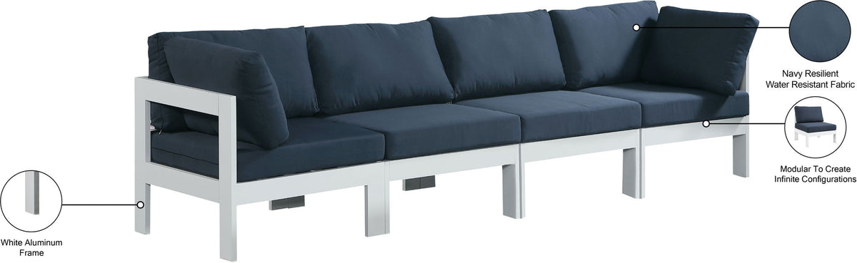 Nizuc - Outdoor Patio 4 Seat Modular Sofa With White Frame