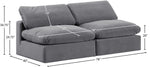 Comfy - Velvet Modular Armless Sofa 2 Seats
