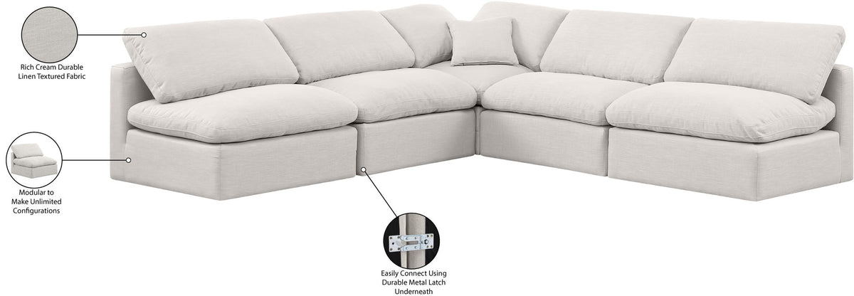 Indulge - Linen 5 Piece Modular Corner Armless Sectional